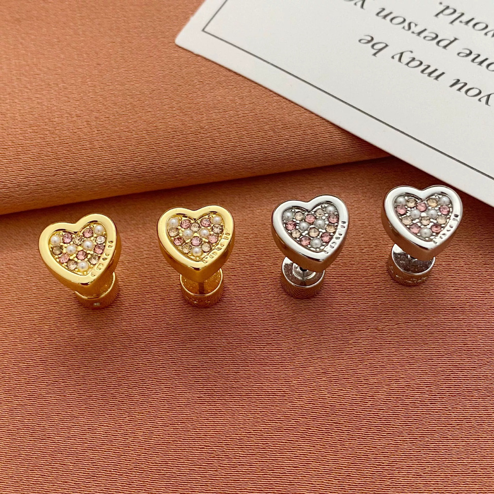 Tory Burch Rhinestone Pearl Heart Earrings